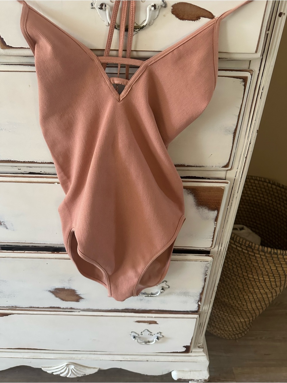 Free People body suit . ' Ribbed One-Piece in Dusty Rose